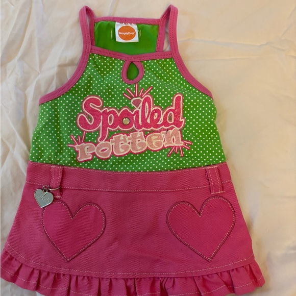 simply dog Other - 'Spoiled Rotten' Pink & Green Dog Dress